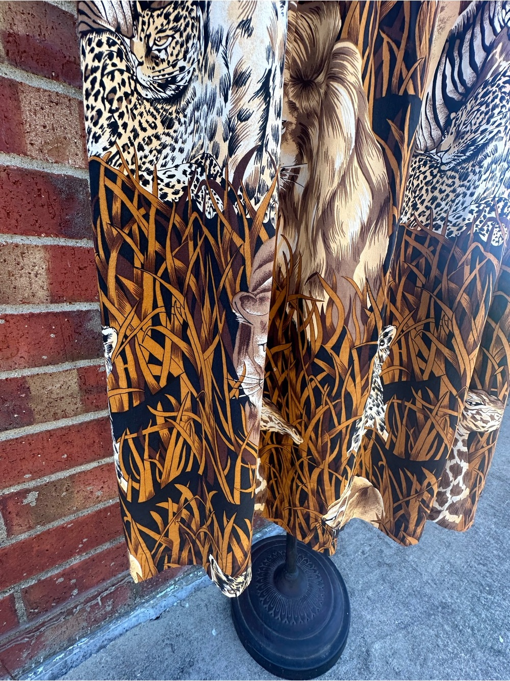 Regina Porter 100% Silk Skirt Safari Print Animal Print BOHO Luxe Vintage Nature - Picture 9 of 11